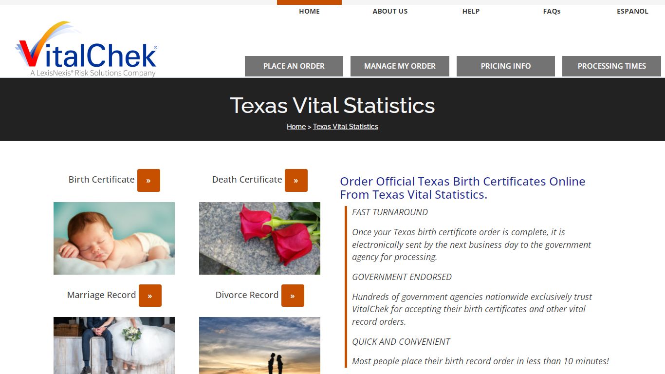 Texas Vital Statistics Birth Certificates | Order Records - VitalChek